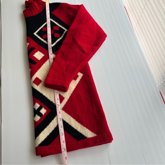 David Jones 100% Lambswool Knit Sweater Jumper Red Argyle Vintage Style L/XL - Picture 12 of 12